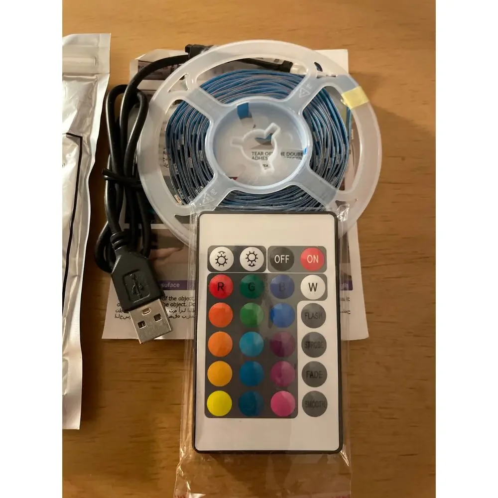 New LED Lights Strip USB Cable and Remote Multi Colors Flash Strobe Fade 10’